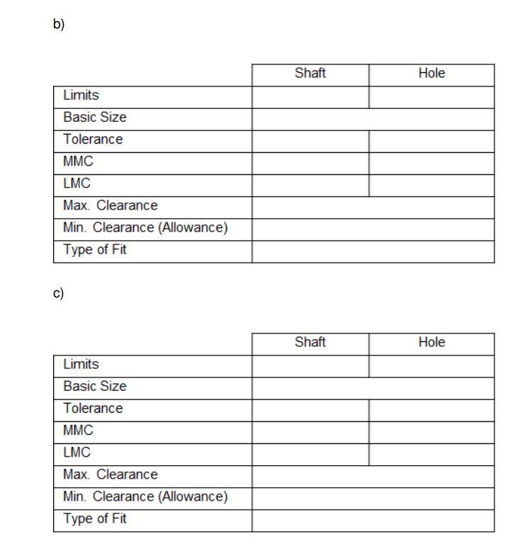 Solved 4. Fill in the given tables for the following shaft | Chegg.com