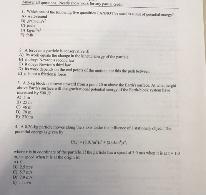 Solved Answer all questions. Neatly show work for any | Chegg.com