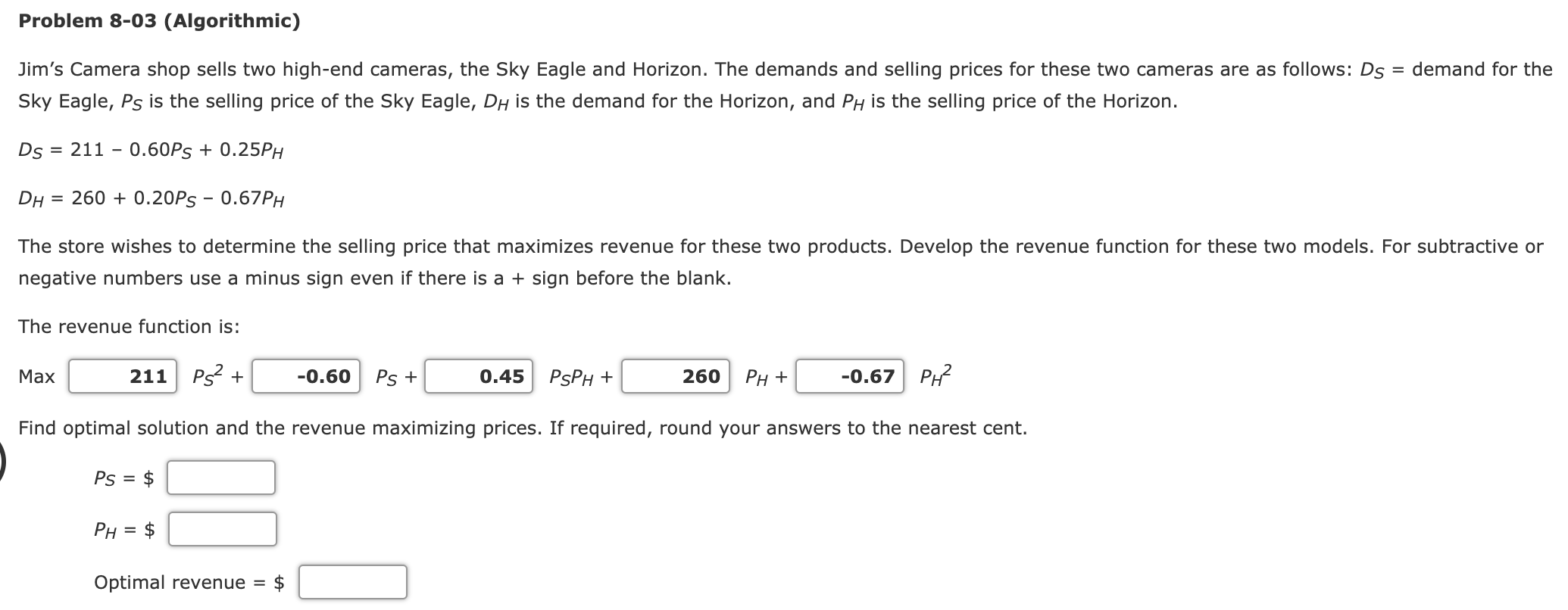 Solved Problem 8-03 (Algorithmic) Jim's Camera shop sells | Chegg.com