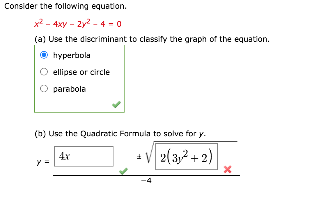 Solved Consider The Following Equation X2 4xy 2y2 Chegg Com