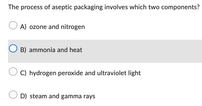 the process of aseptic packaging involves which two components