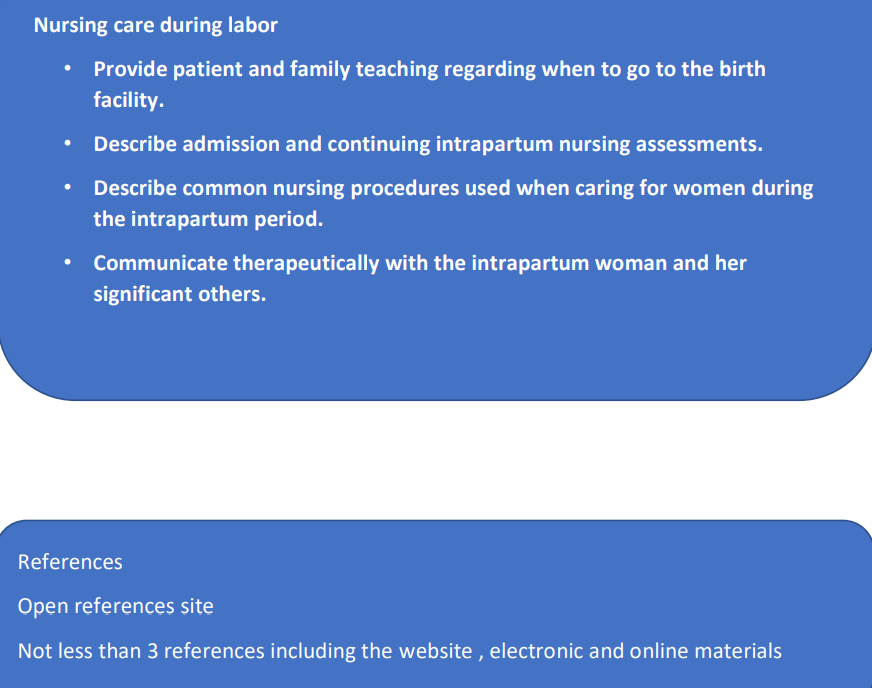 Solved Nursing Care During Labor - Provide Patient And | Chegg.com