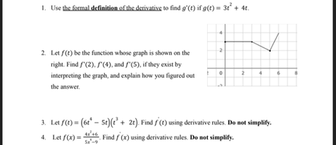 Solved 1. Use the formal definition of the derivative to | Chegg.com