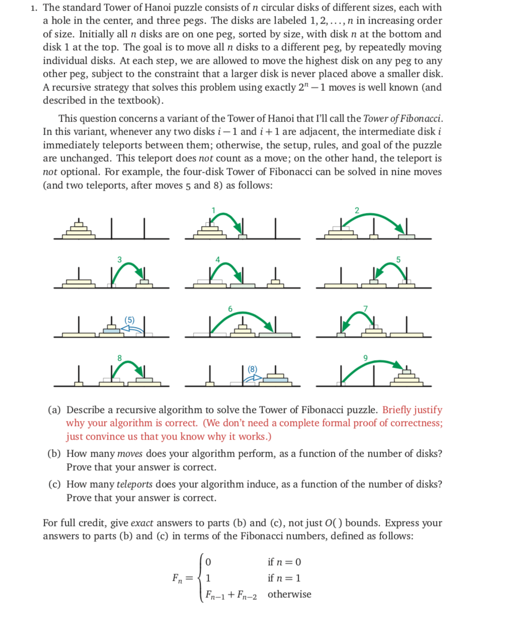 Solved 1. The standard Tower of Hanoi puzzle consists of n | Chegg.com