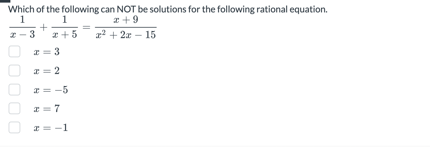 Solved Which of the following can NOT be solutions for the | Chegg.com