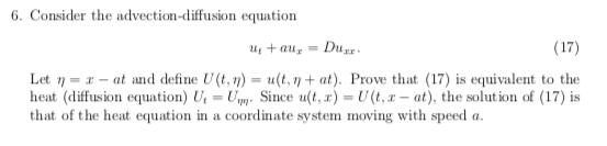 Solved 6. Consider the advection-diffusion equation | Chegg.com