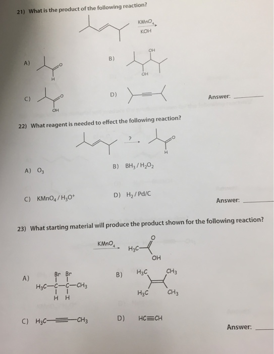 Solved 21) What Is The Product Of The Following Reaction? | Chegg.com