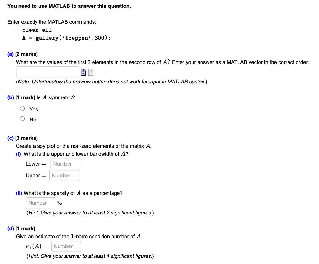 Solved You need to use MATLAB to answer this question. Enter | Chegg.com