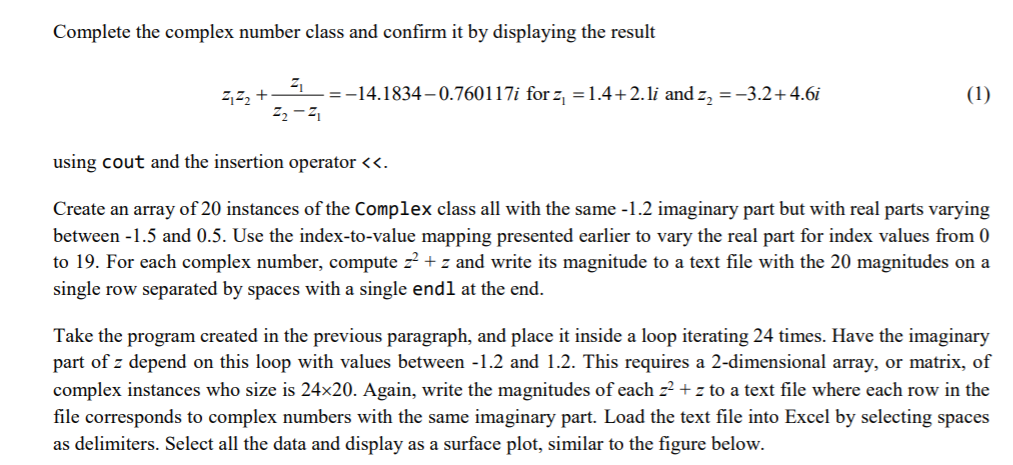 Solved Complete the complex number class and confirm it by | Chegg.com
