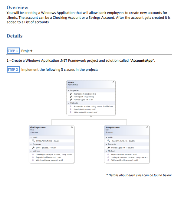 Overview You will be creating a Windows Application | Chegg.com