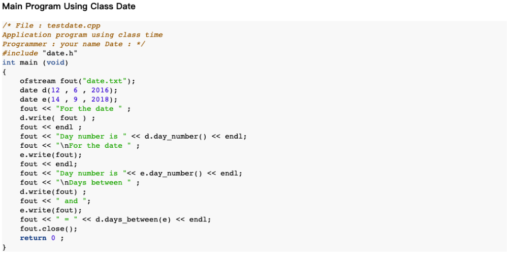 Solved Using c++.Complete the implementation of the class | Chegg.com