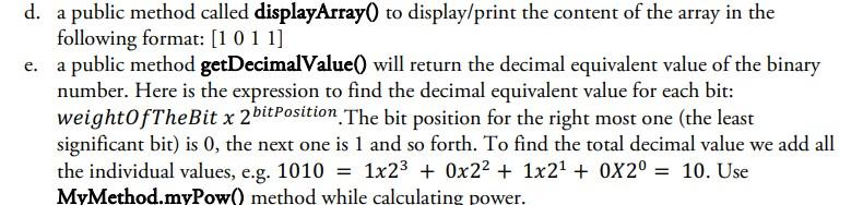 Solved d. a public method called display Array() to | Chegg.com