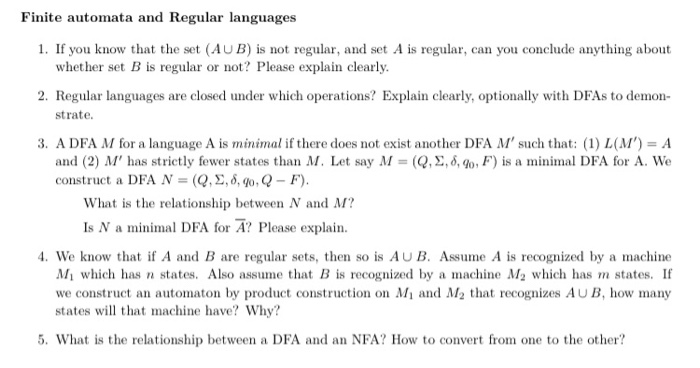 Solved Finite Automata And Regular Languages 1. If You Know | Chegg.com