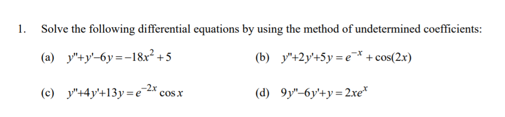 Solved 1. Solve the following differential equations by | Chegg.com