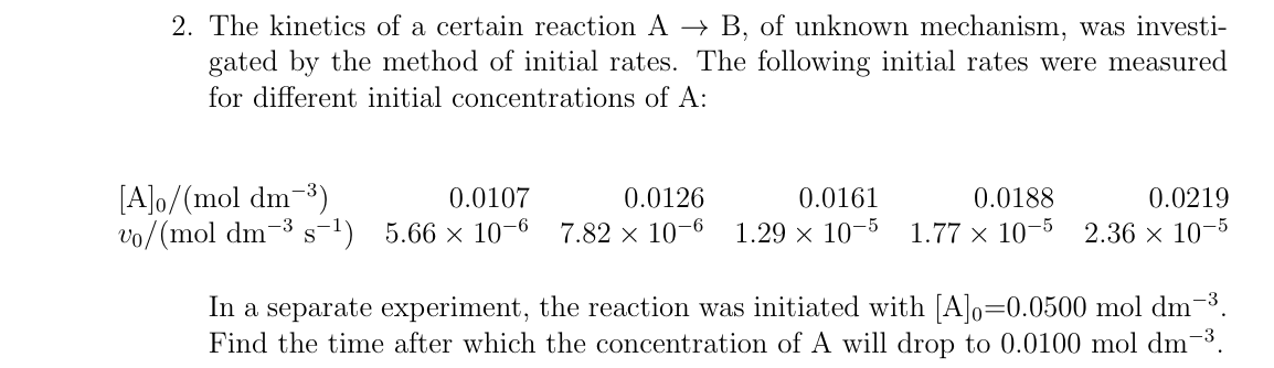 Solved 2. The Kinetics Of A Certain Reaction A→B, Of Unknown | Chegg.com