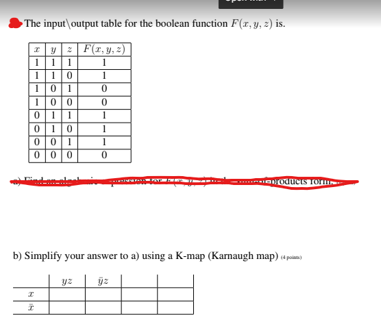 Solved The Input \ Output Table For The Boolean Function | Chegg.com