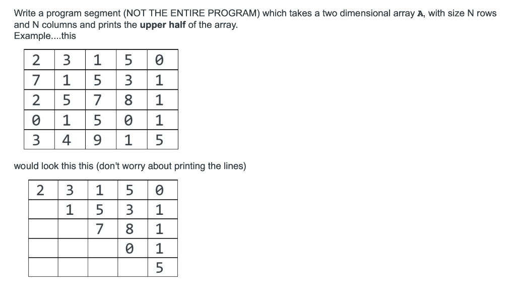 Solved Write a program segment (NOT THE ENTIRE PROGRAM) | Chegg.com