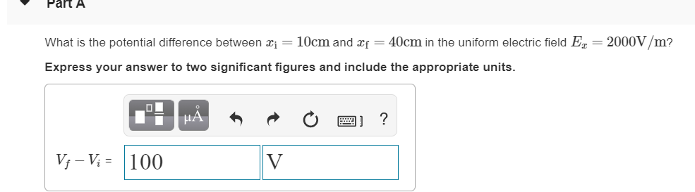Solved Part A What is the potential difference between xi = | Chegg.com