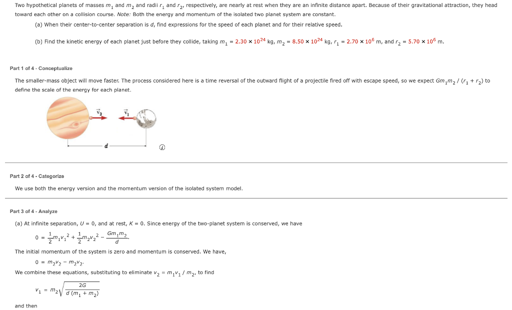 Solved Two Hypothetical Planets Of Masses M, And M, And | Chegg.com