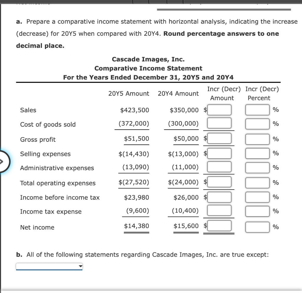 Solved A Prepare A Comparative Income Statement With