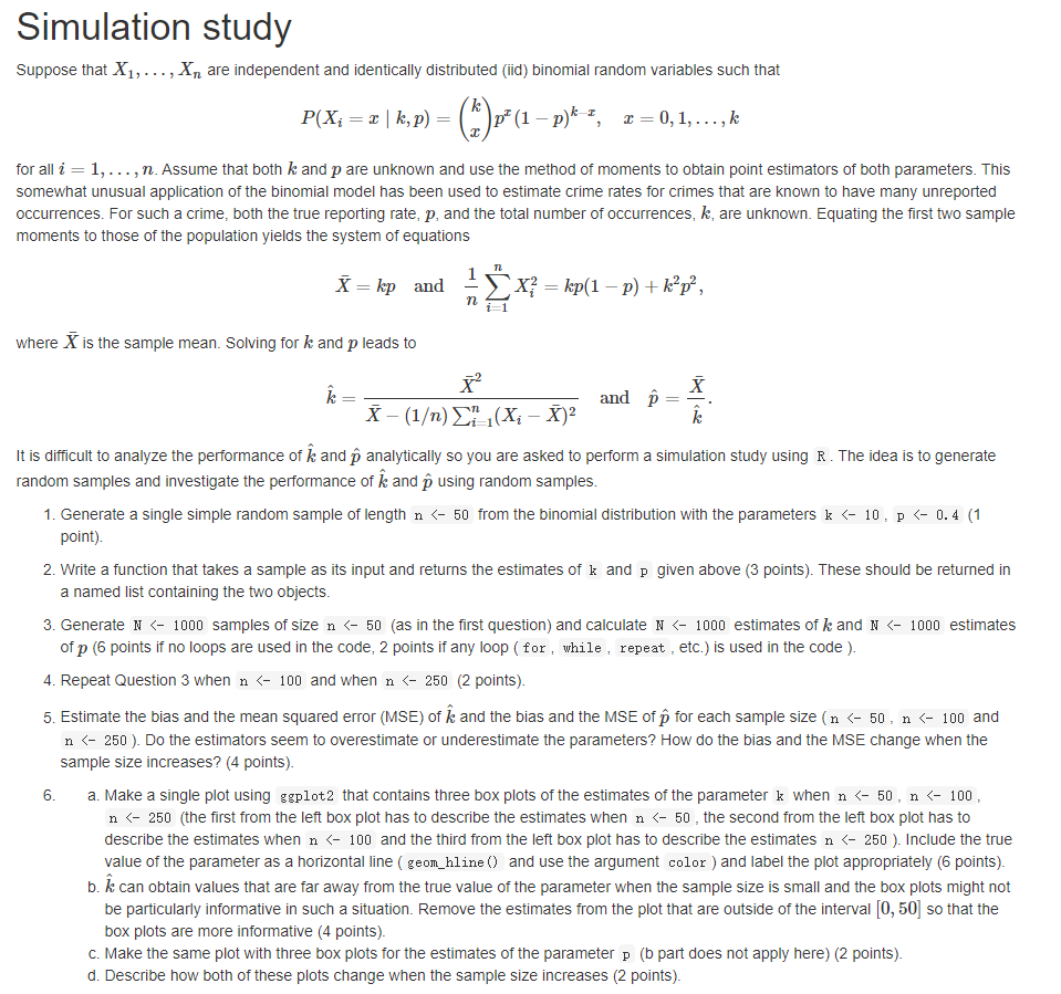 Simulation study Suppose that X1,..., X, are | Chegg.com