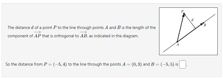 Solved The distance d of a point P to the line through | Chegg.com