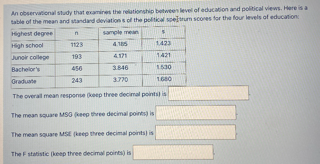 Solved An Observational Study That Examines The Relationship | Chegg.com