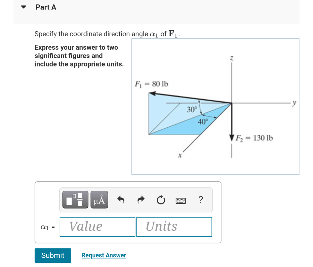 Solved Part A Specify the coordinate direction angle au of | Chegg.com