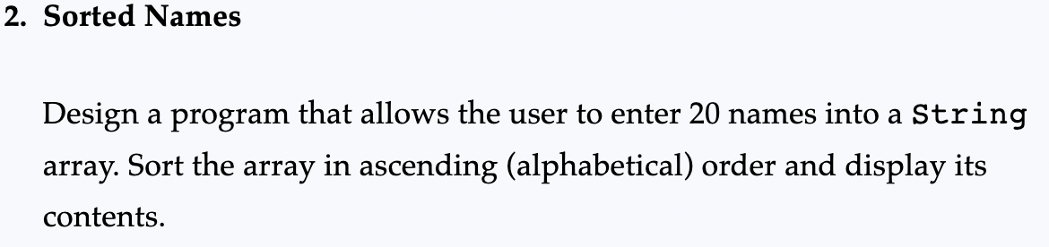 Solved Design a program that allows the user to enter 20 | Chegg.com