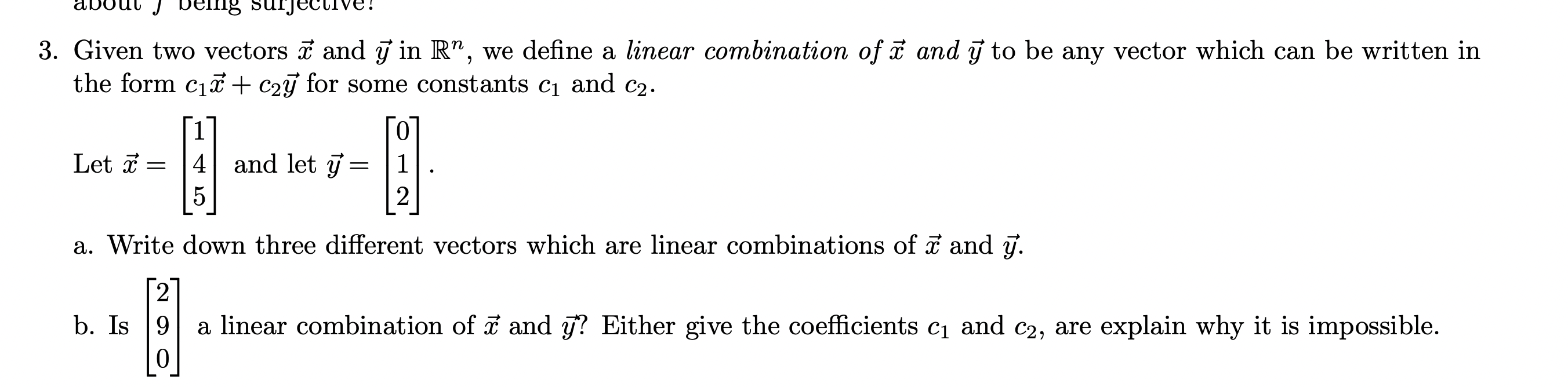 Solved 3. Given two vectors x and y in Rn, we define a | Chegg.com