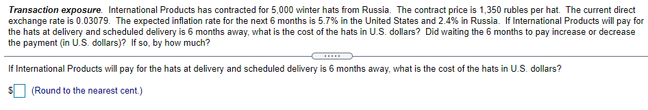 Solved If international products will pay for the hats at | Chegg.com