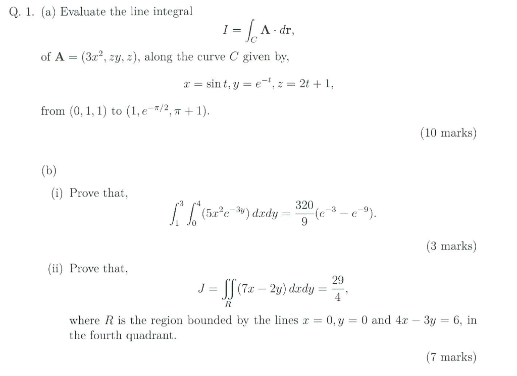 Solved Q 1 A Evaluate The Line Integral I A Dr J Chegg Com