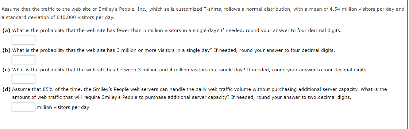 Solved a standard deviation of 840,000 visitors per day. (a) | Chegg.com