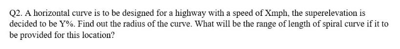 Solved Q2. A horizontal curve is to be designed for a | Chegg.com