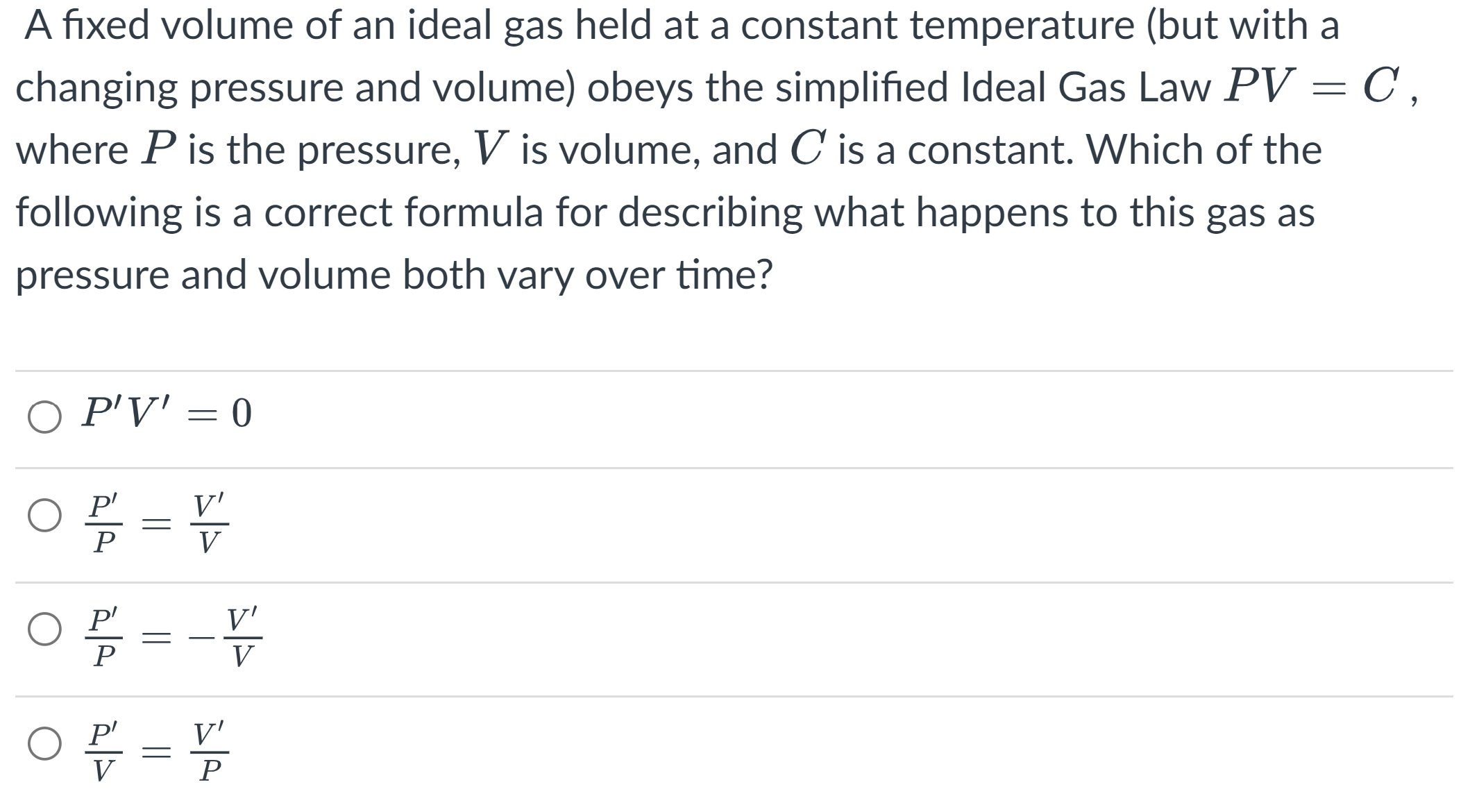 Solved A fixed volume of an ideal gas held at a constant
