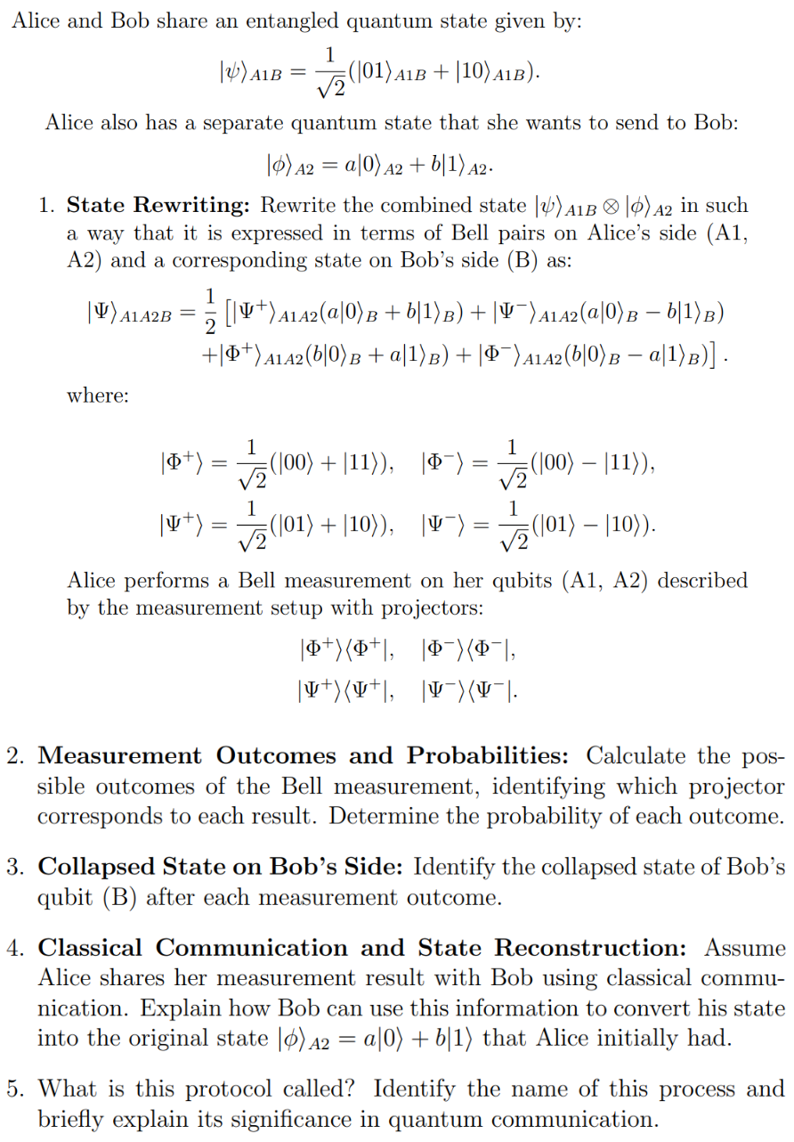 Solved Alice and Bob share an ﻿entangled quantum state given | Chegg.com