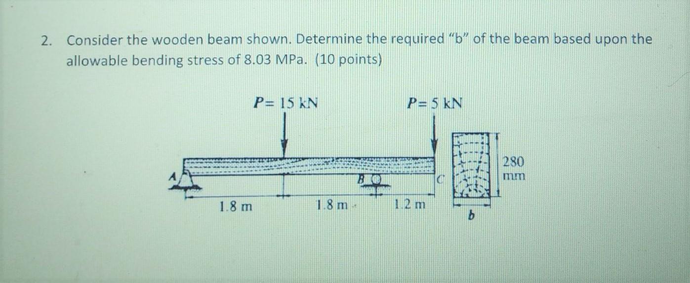 Solved 2. Consider The Wooden Beam Shown. Determine The | Chegg.com