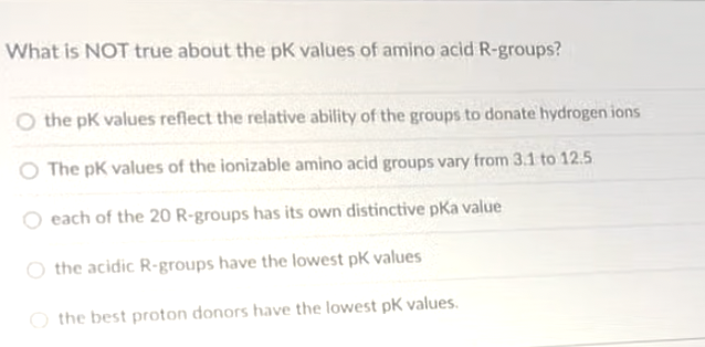 Solved What is NOT true about the pK values of amino acid | Chegg.com