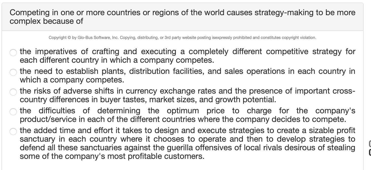 Solved Competing in one or more countries or regions of the | Chegg.com