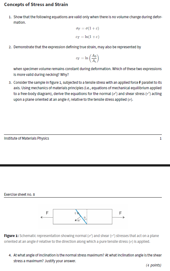 Solved Concepts of ﻿Stress and Strain1.Show that the | Chegg.com