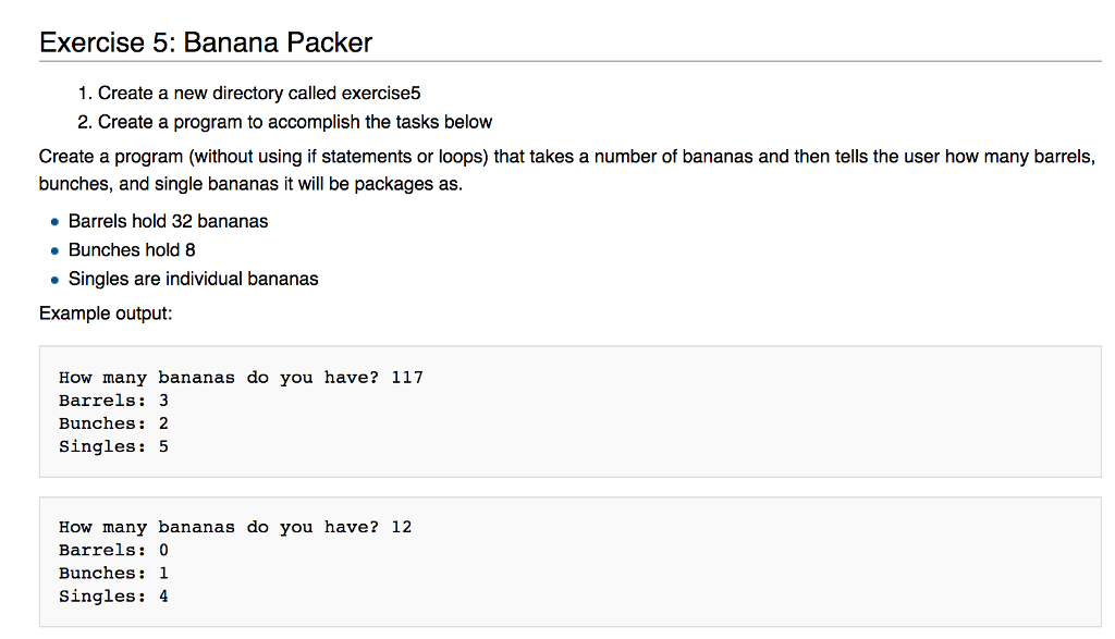 Solved Exercise 5 Banana Packer 1. Create a new directory