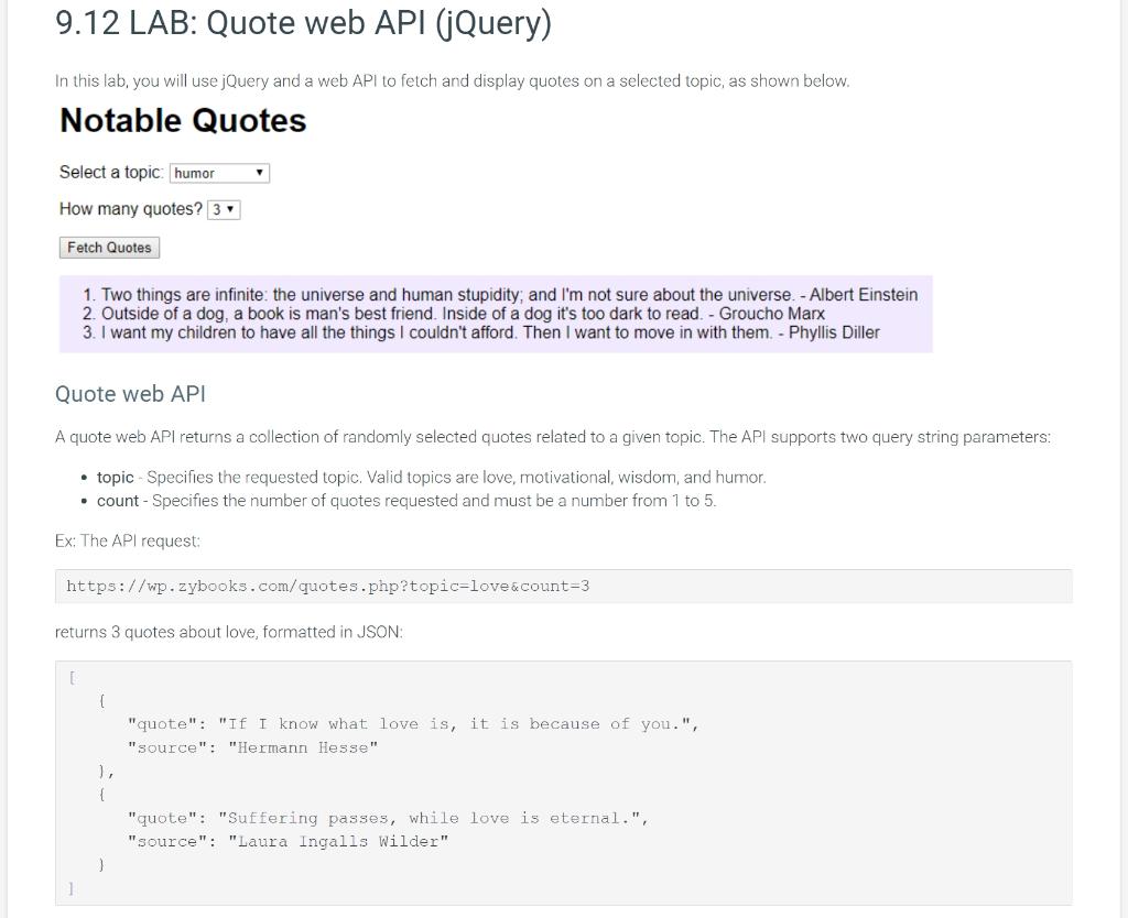 Modify fetchQuotes() to use $.get() or $.ajax() | Chegg.com