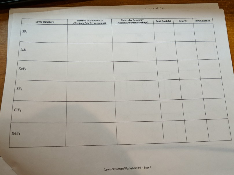 Solved Period Name Period Lewis Structure Worksheet 3 Name Chegg