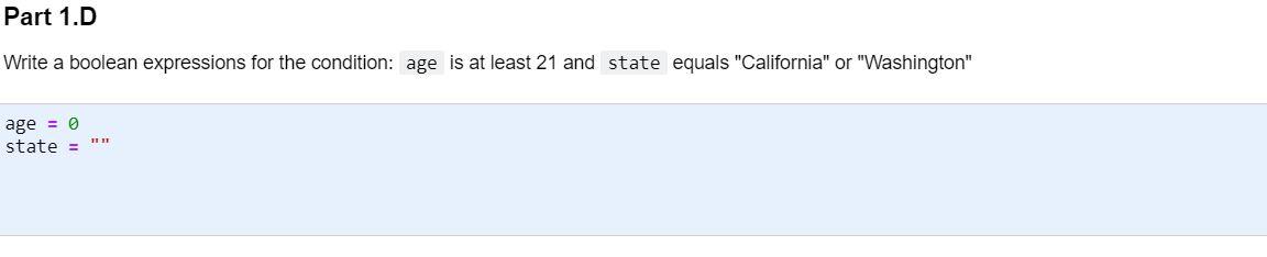 Solved Part 1.D Write a boolean expressions for the | Chegg.com