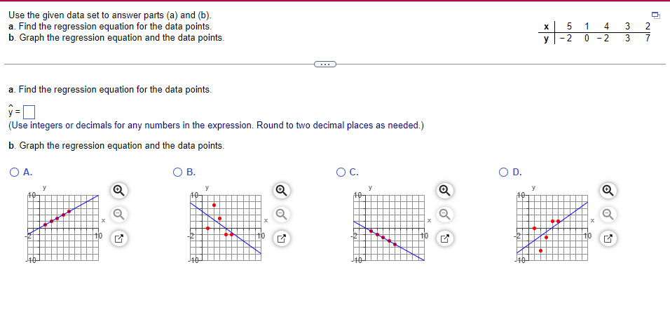 Solved Use the given data set to answer parts (a) and (b). | Chegg.com