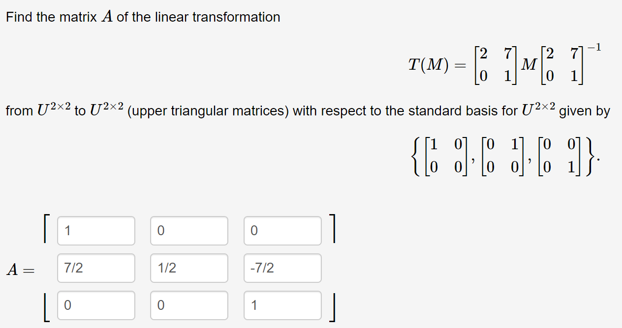 Solved Find The Matrix A Of The Linear Transformation | Chegg.com