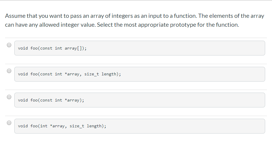 Solved Assume that you want to pass an array of integers as | Chegg.com