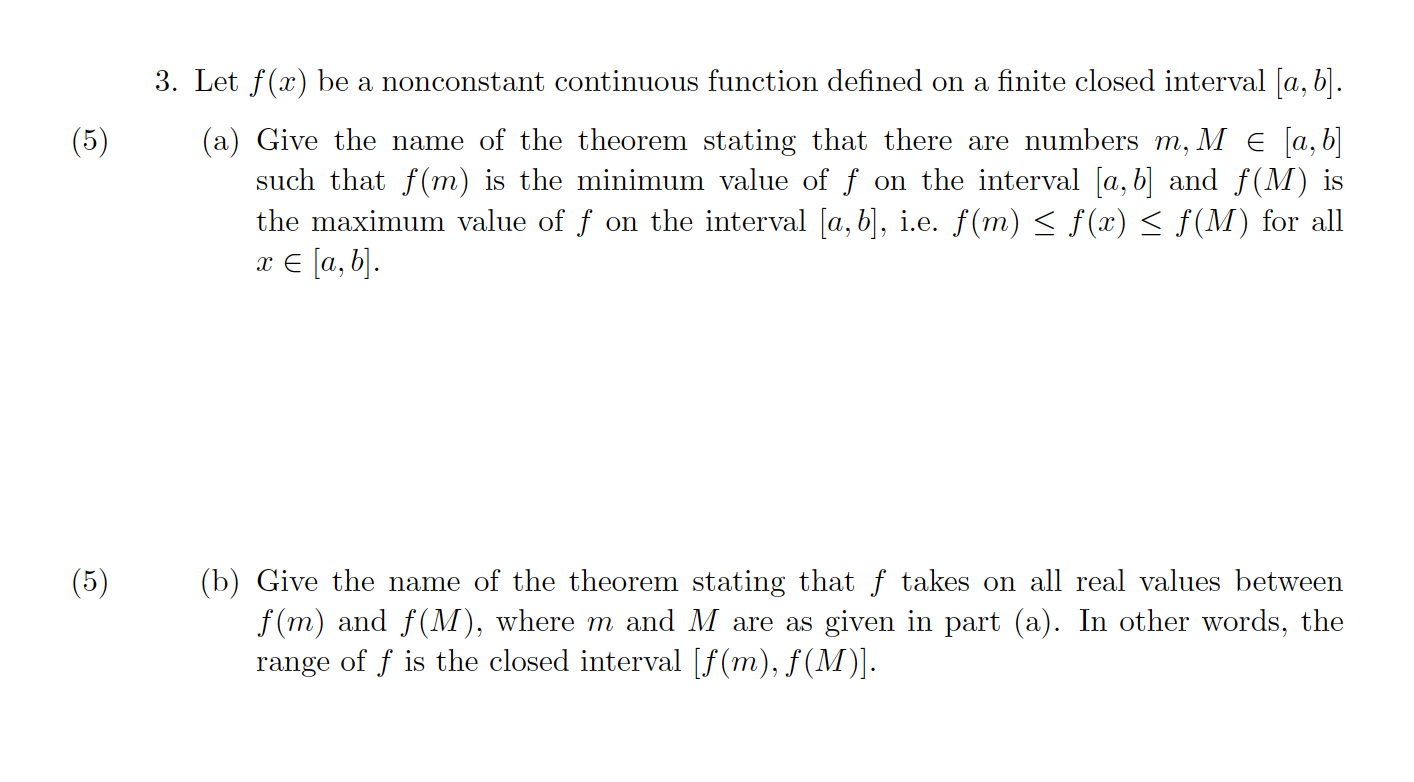 Solved ( 5) 3. Let f(x) be a nonconstant continuous function | Chegg.com