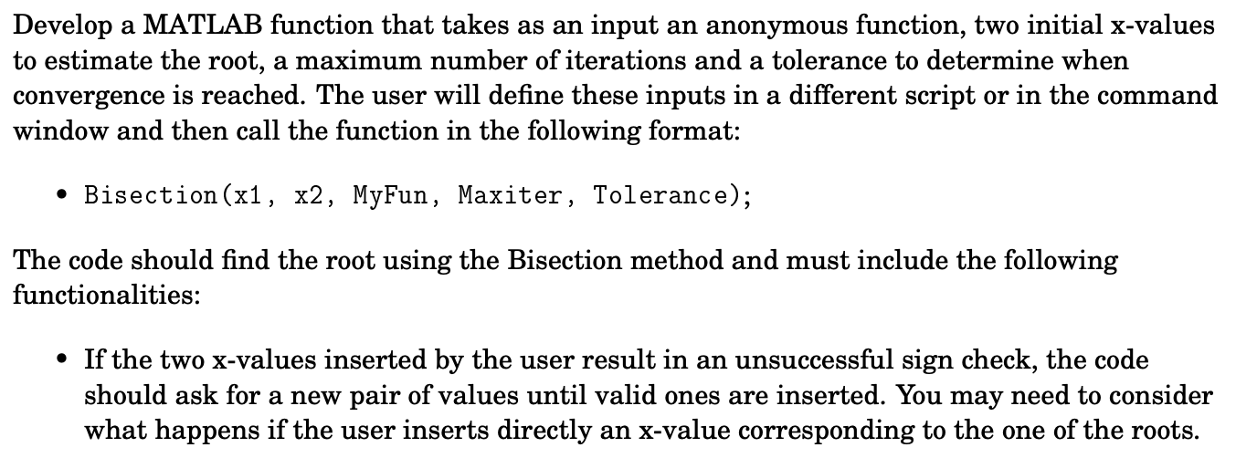 Develop a MATLAB function that takes as an input an | Chegg.com