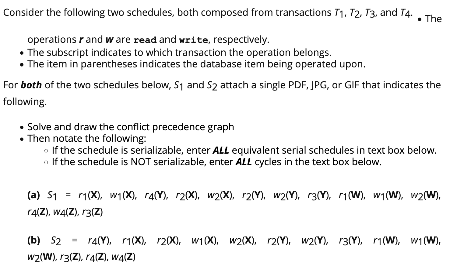 Solved Consider The Following Two Schedules, Both Composed | Chegg.com